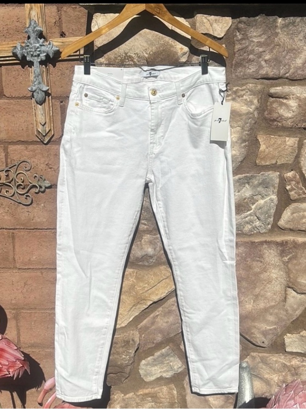 7 for All Man Kind White Jeans The Ankle Skinny Size 31 NWT